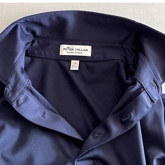 Peter Millar Sz S Golf Polo Blue Stripe Summer Comfort Wicking Stretch Active - Picture 4 of 12